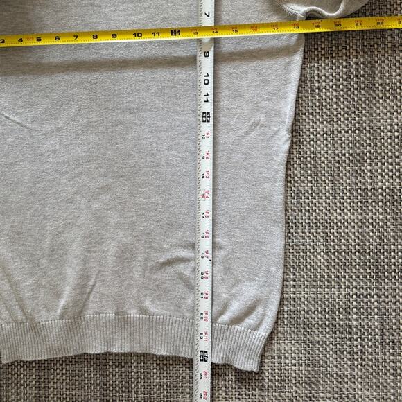 AQUA BLOOMINGDALE'S  Cotton Tiered-Sleeve Crewneck Statement Sweater S Gray - Picture 4 of 4